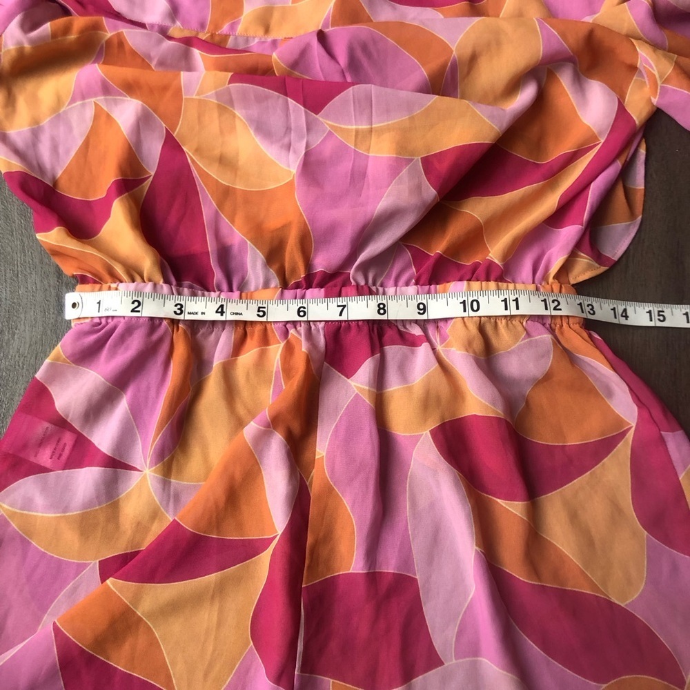 Lovers + Friends Feelin Groovy Romper Size S Pink Sheer Resort Vacation Tropical - Picture 8 of 11